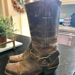 Frye Distressed Harness Boots
